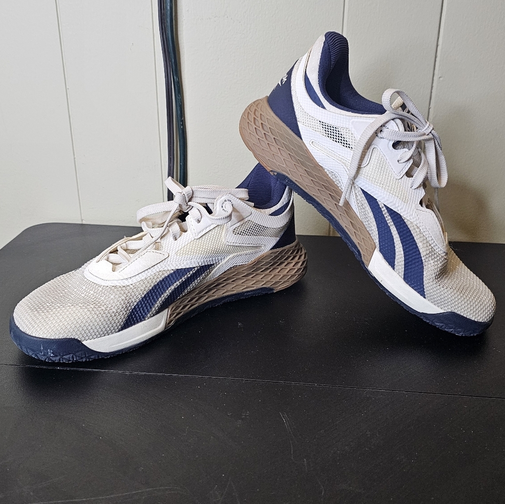 Reebok Men's Nano x Training Sneakers Chalk/Vector Navy/Sepia, Size 8.5